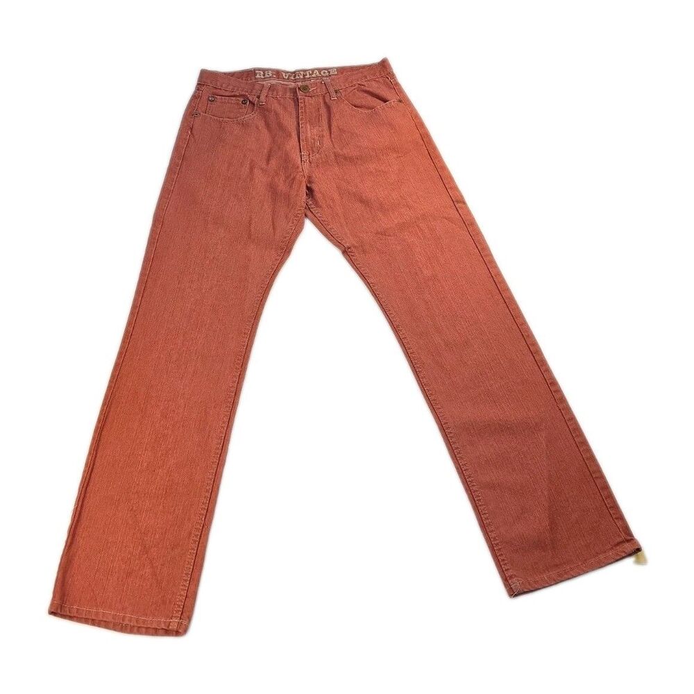 Vintage Royal Blue Jeans Mens 36x34 Red Straight Fit Denim Hiphop 90s Y2K